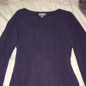 LOFT Purple Crocheted Sweater